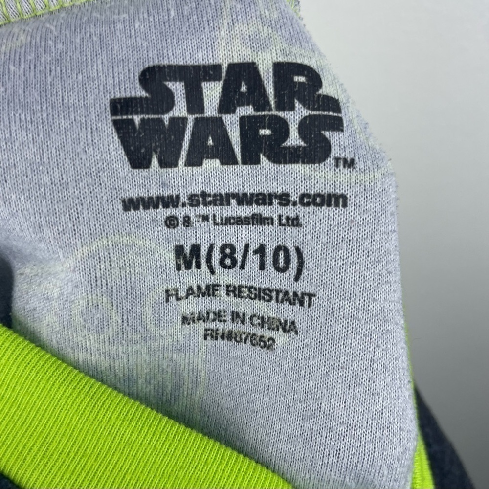 STAR WARS Boys Kids Navy Blue Fleece Like Long sleeve Grogu Neon Prints M (8-10) - Picture 3 of 3